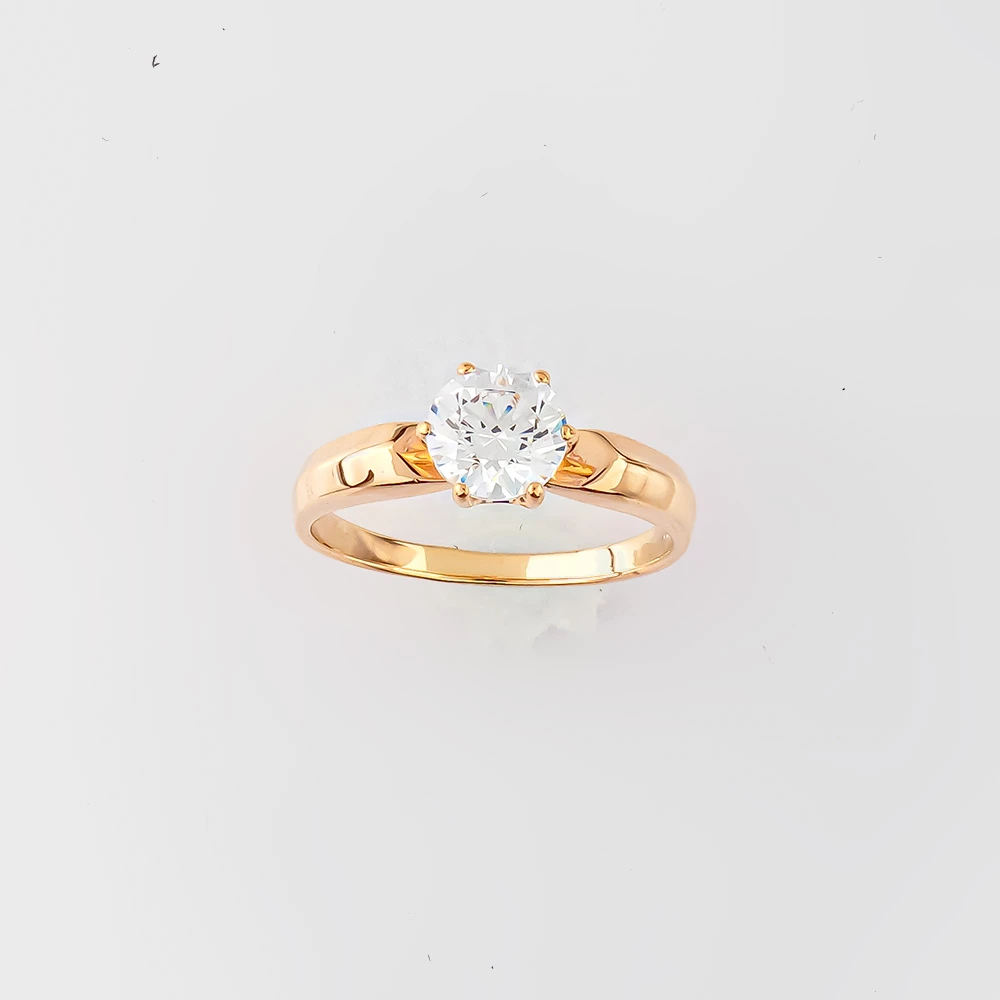 Кольцо с фианитом из красного золота 585 пробы