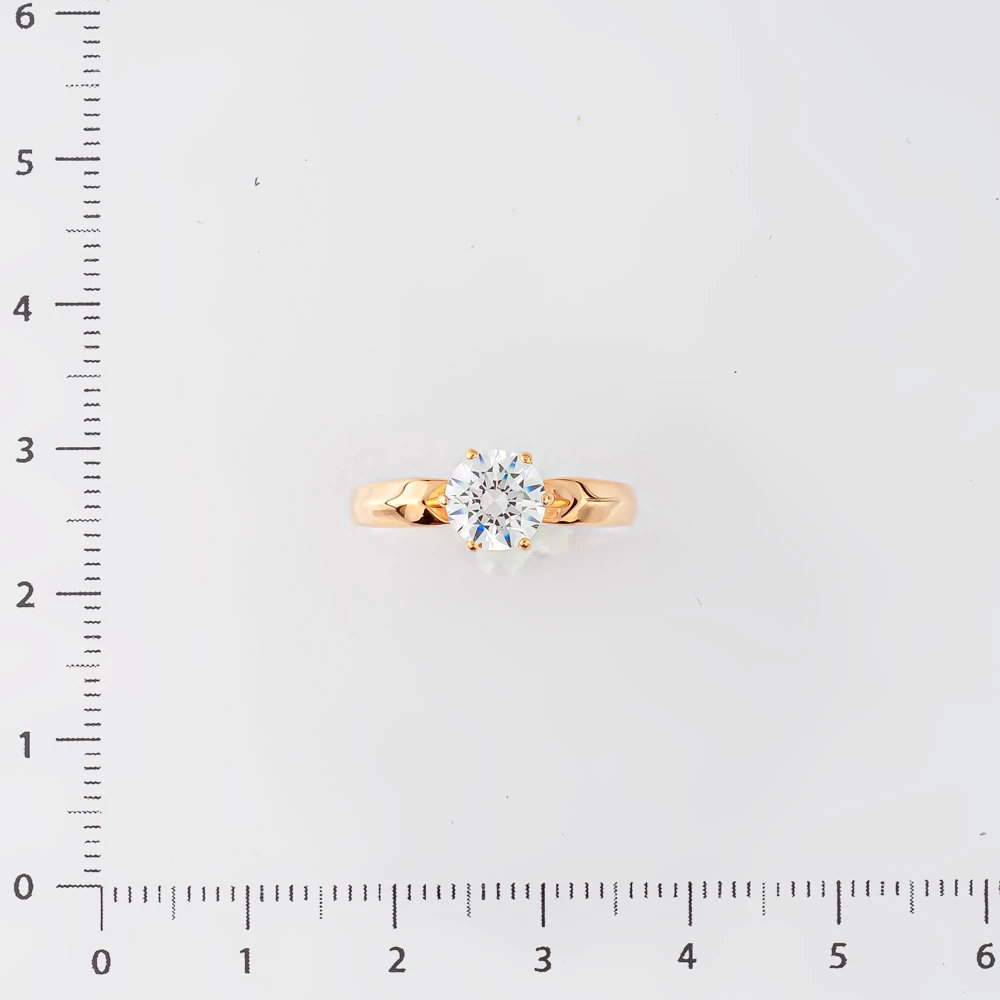 Кольцо с фианитом из красного золота 585 пробы