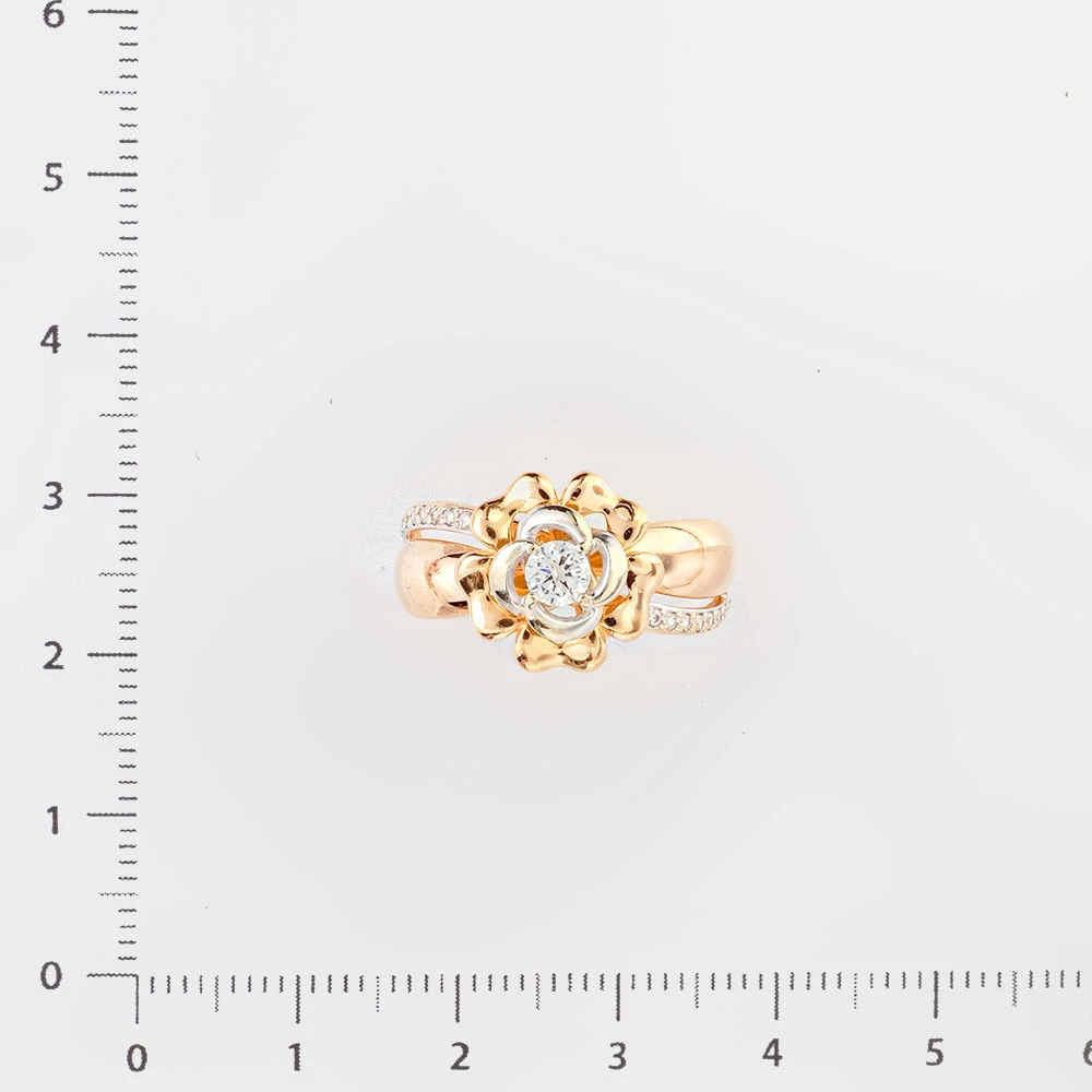 Кольцо с фианитом из красного золота 585 пробы