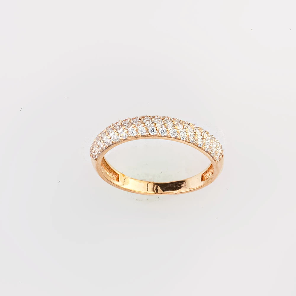 Кольцо с фианитом из красного золота 585 пробы