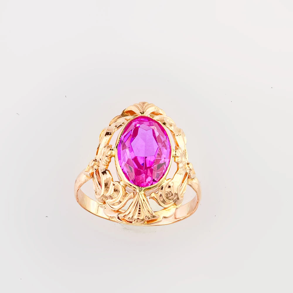 Кольцо с фианитом из красного золота 583 пробы