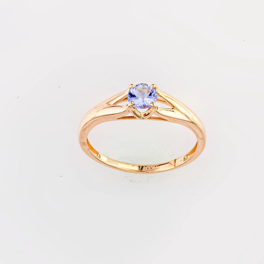 Кольцо с фианитом из красного золота 585 пробы