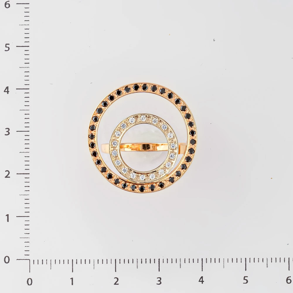 Кольцо с фианитом из красного золота 585 пробы