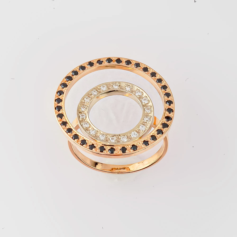 Кольцо с фианитом из красного золота 585 пробы