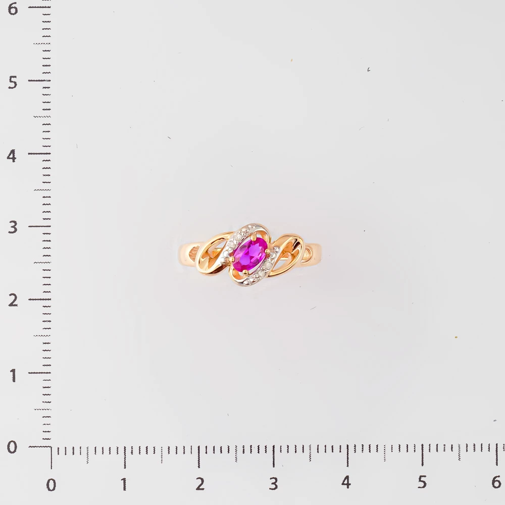 Кольцо с рубином синтетическим из красного золота 585 пробы