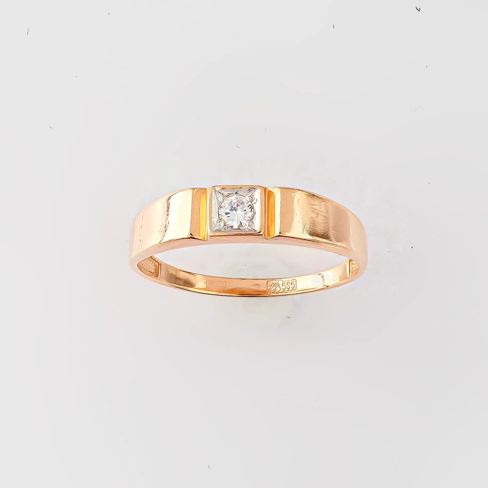 Кольцо с фианитом из красного золота 585 пробы Кольцо с фианитом из красного золота 585 пробы