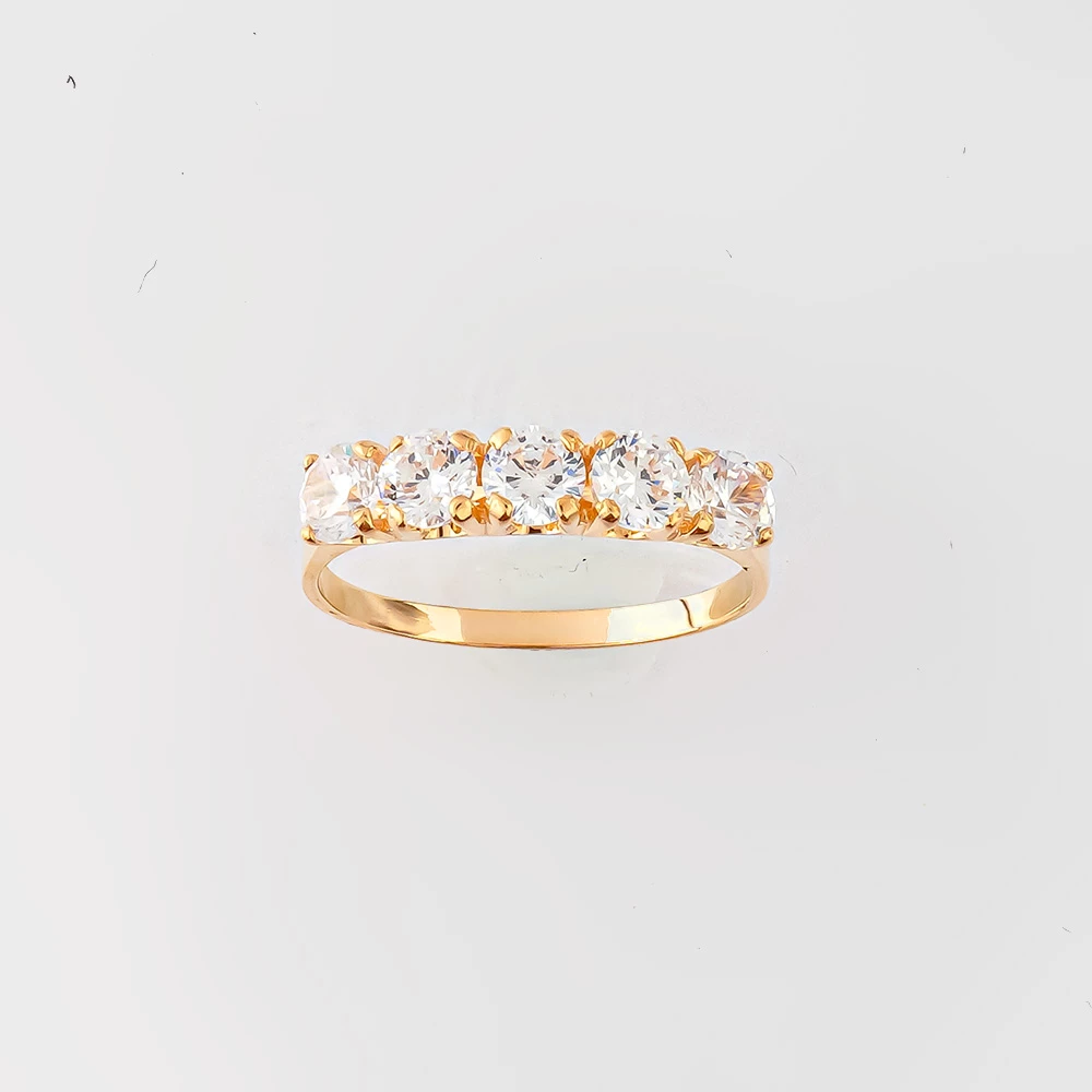 Кольцо с фианитом из красного золота 585 пробы