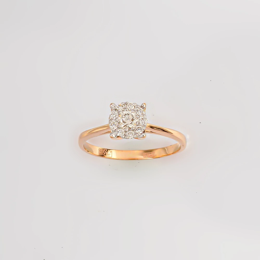 Кольцо с бриллиантом из красного золота 585 пробы