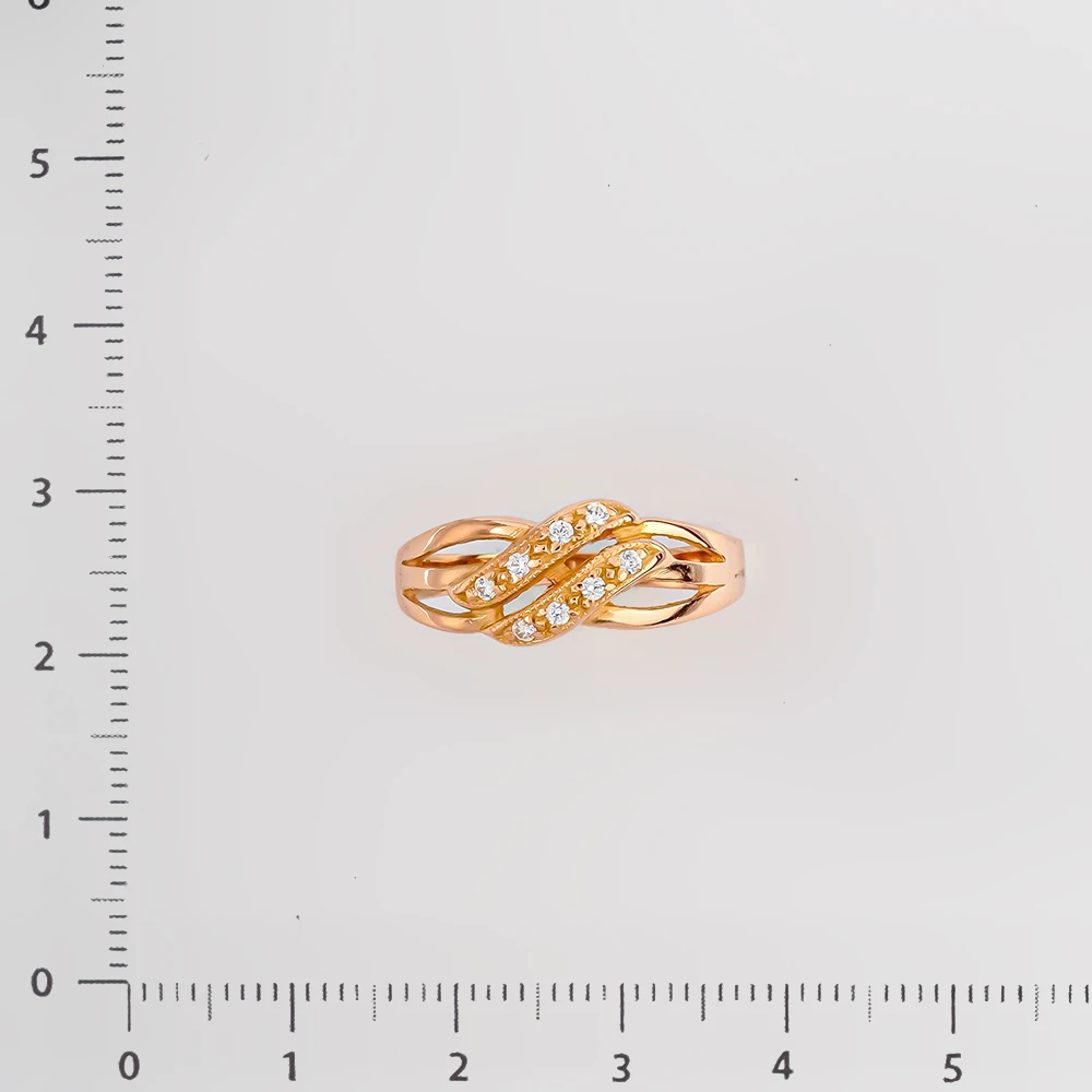 Кольцо с фианитом из красного золота 585 пробы