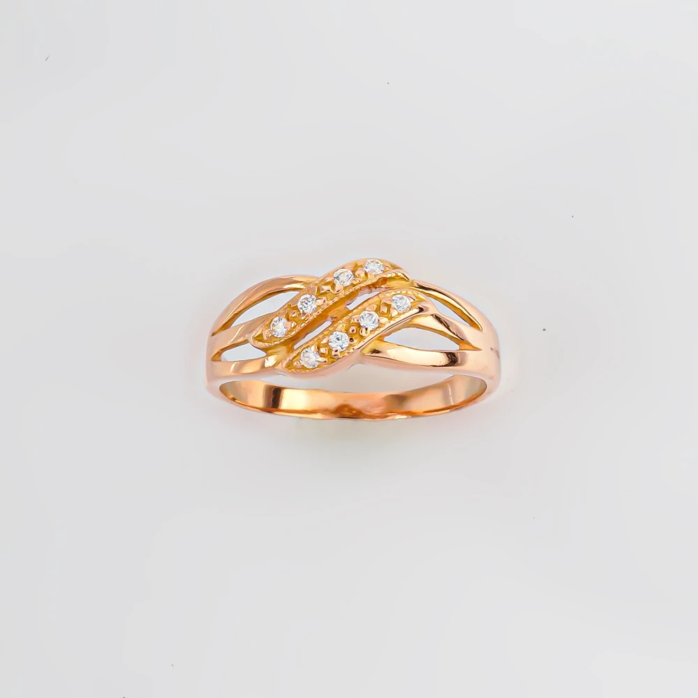 Кольцо с фианитом из красного золота 585 пробы