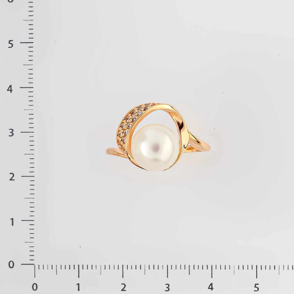 Кольцо с культивированным жемчугом из красного золота 585 пробы