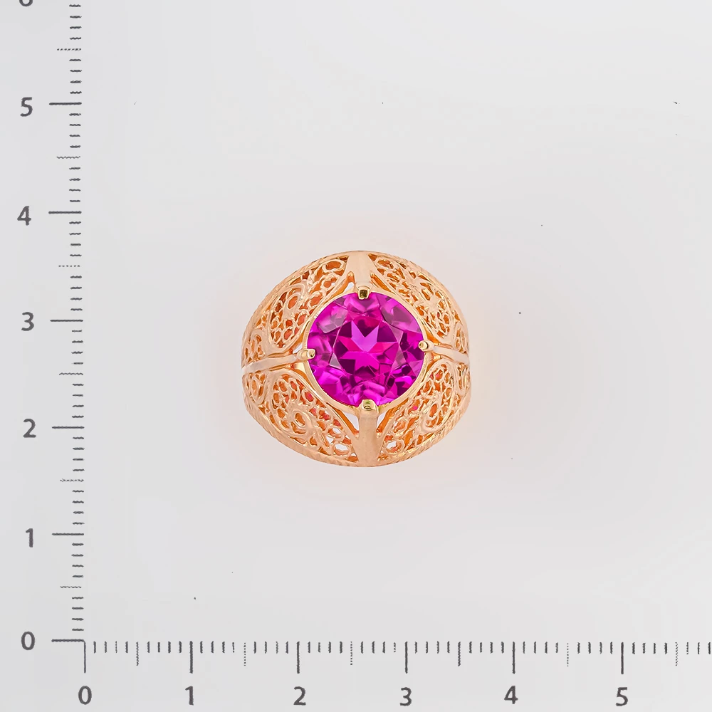 Кольцо с фианитом из красного золота 583 пробы