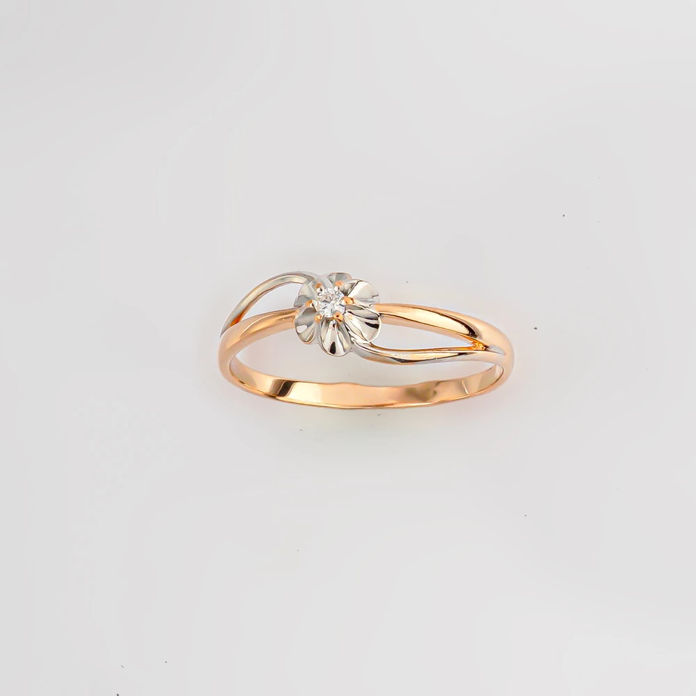 Кольцо с бриллиантом из красного золота 585 пробы