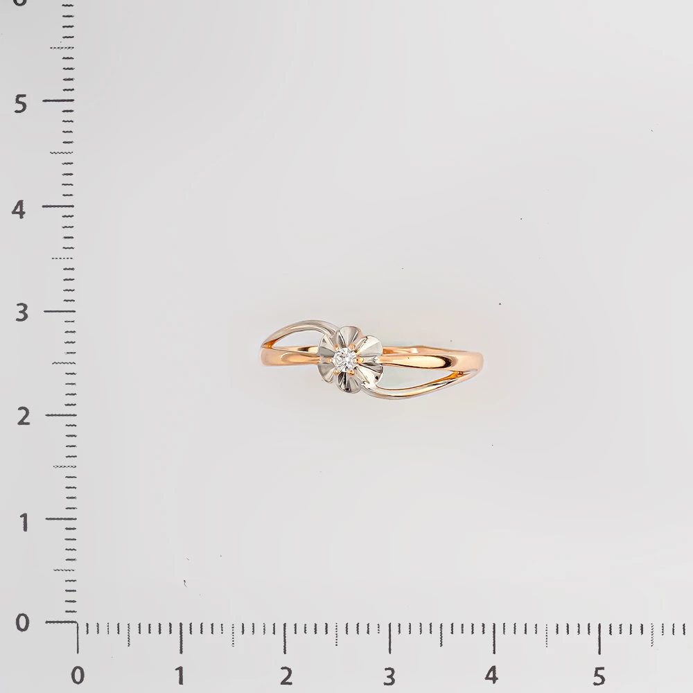 Кольцо с бриллиантом из красного золота 585 пробы