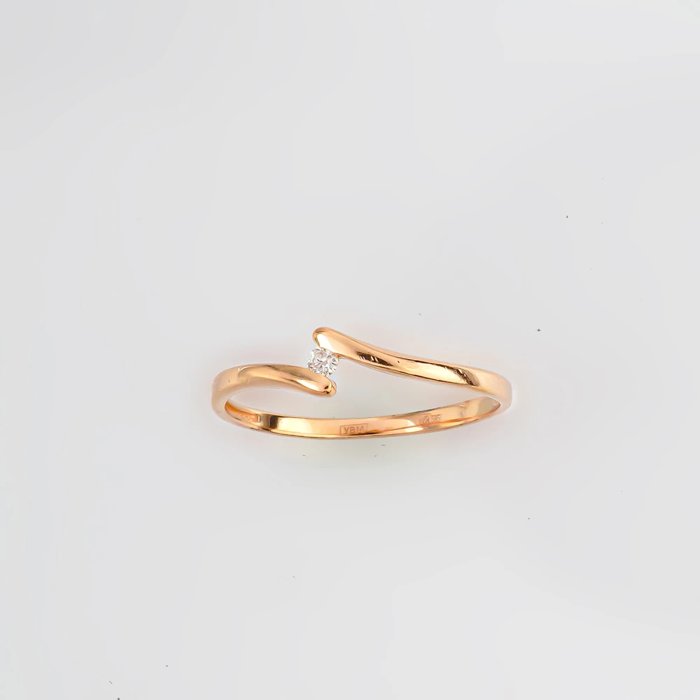 Кольцо с бриллиантом из красного золота 585 пробы