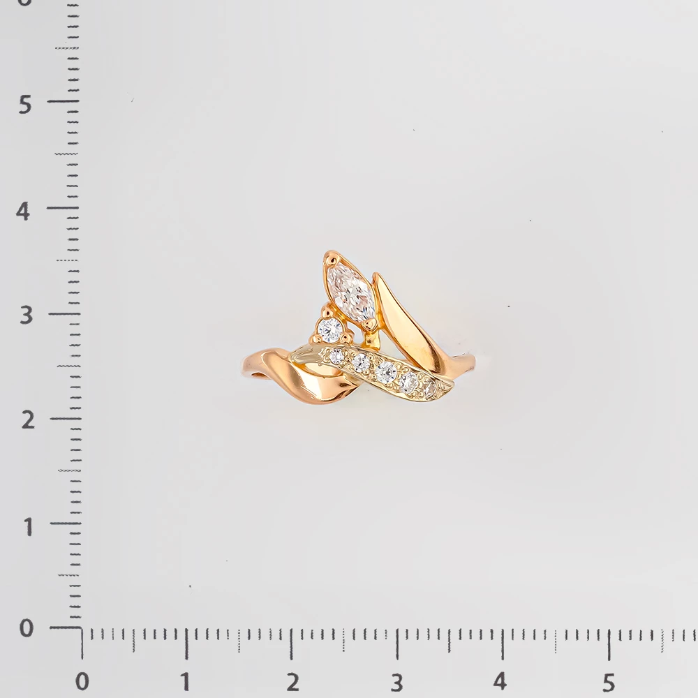 Кольцо с фианитом из красного золота 585 пробы