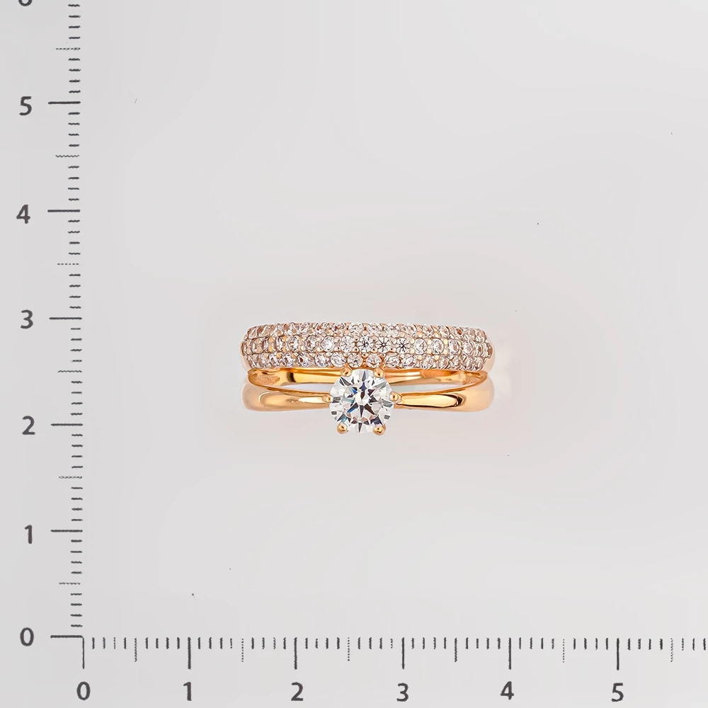 Кольцо с фианитом из красного золота 585 пробы