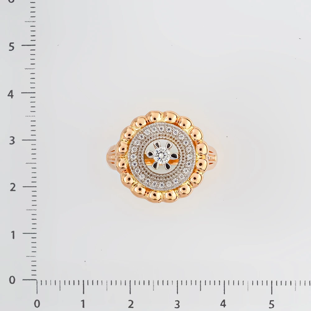 Кольцо с фианитом из красного золота 585 пробы