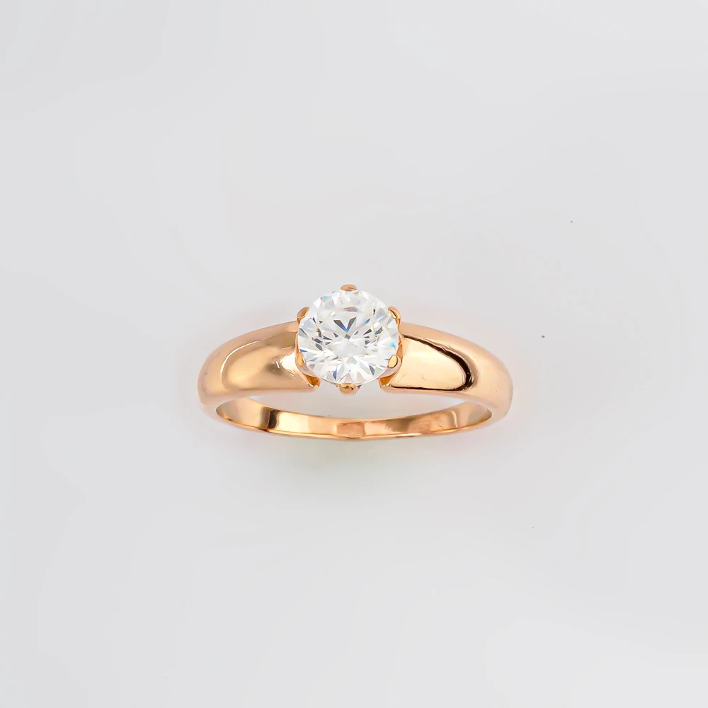 Кольцо с фианитом из красного золота 585 пробы