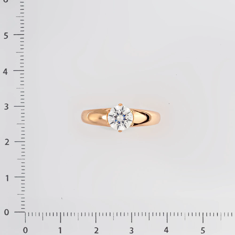 Кольцо с фианитом из красного золота 585 пробы