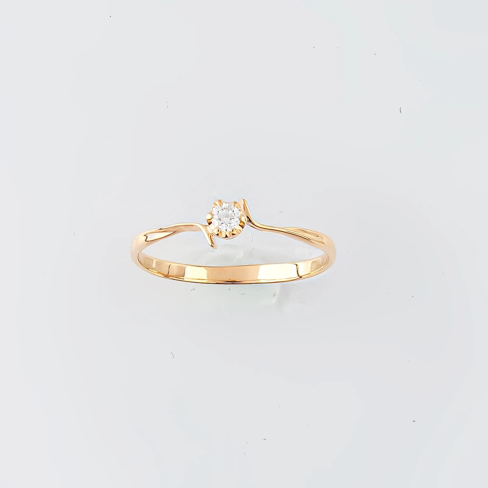 Кольцо с бриллиантом из красного золота 585 пробы