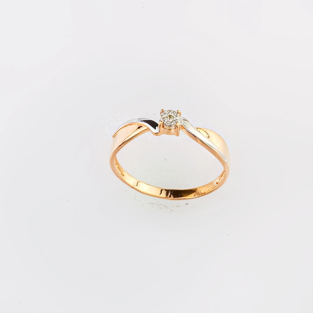 Кольцо с бриллиантом из красного золота 585 пробы