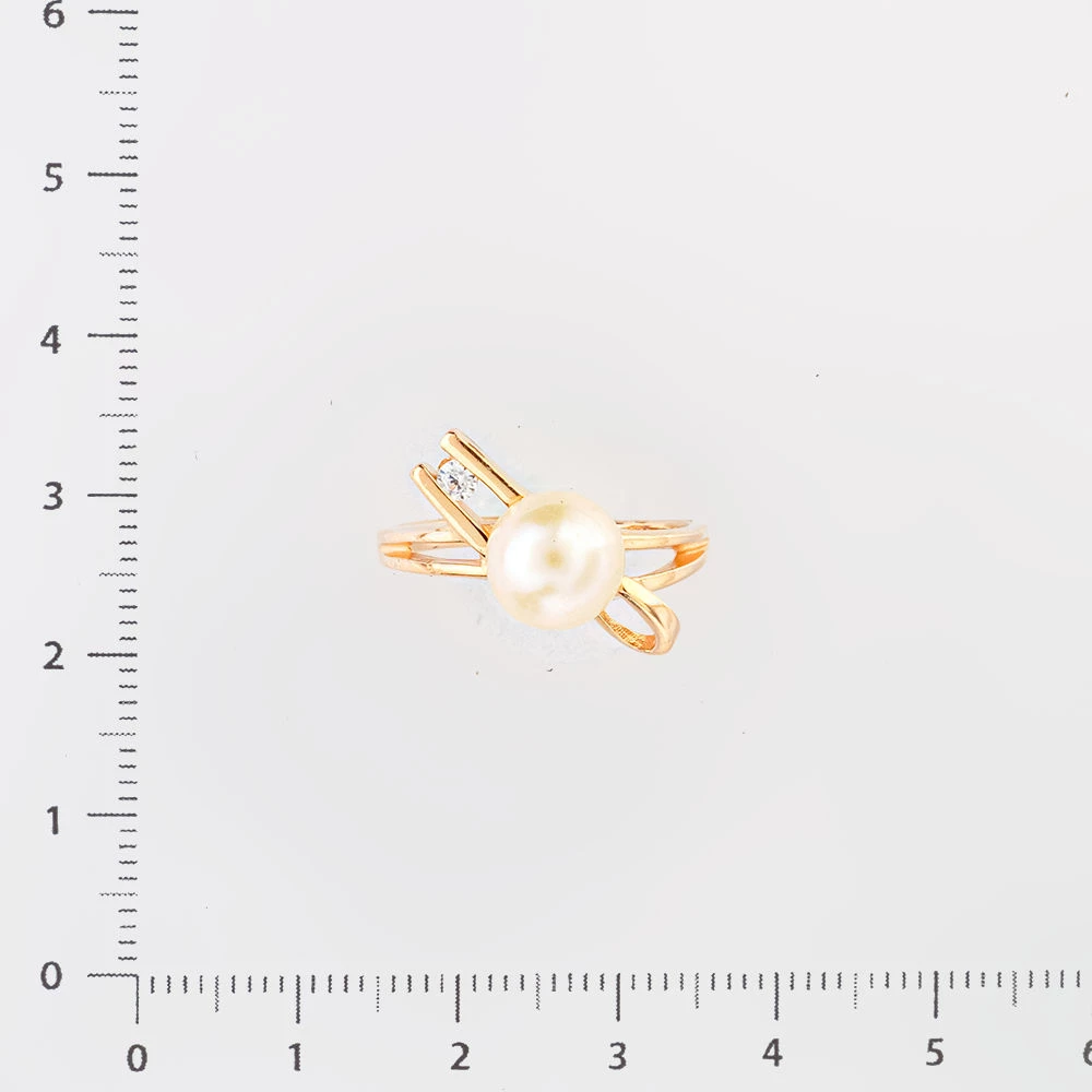 Кольцо с культивированным жемчугом из красного золота 585 пробы