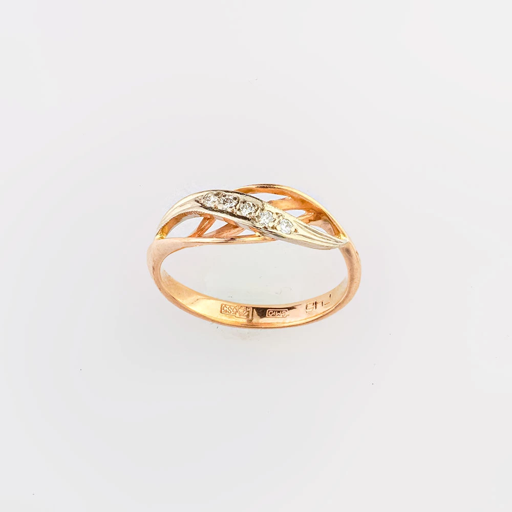 Кольцо с бриллиантом из красного золота 585 пробы