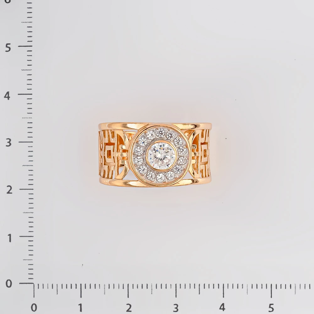 Кольцо с фианитом из красного золота 585 пробы