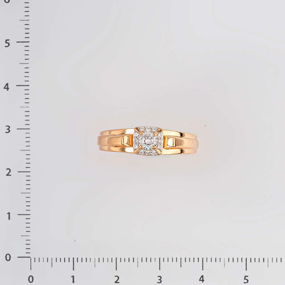 Кольцо с фианитом из красного золота 585 пробы