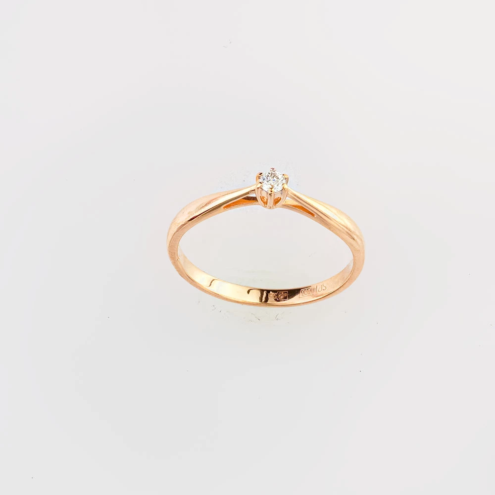 Кольцо с бриллиантом из красного золота 585 пробы