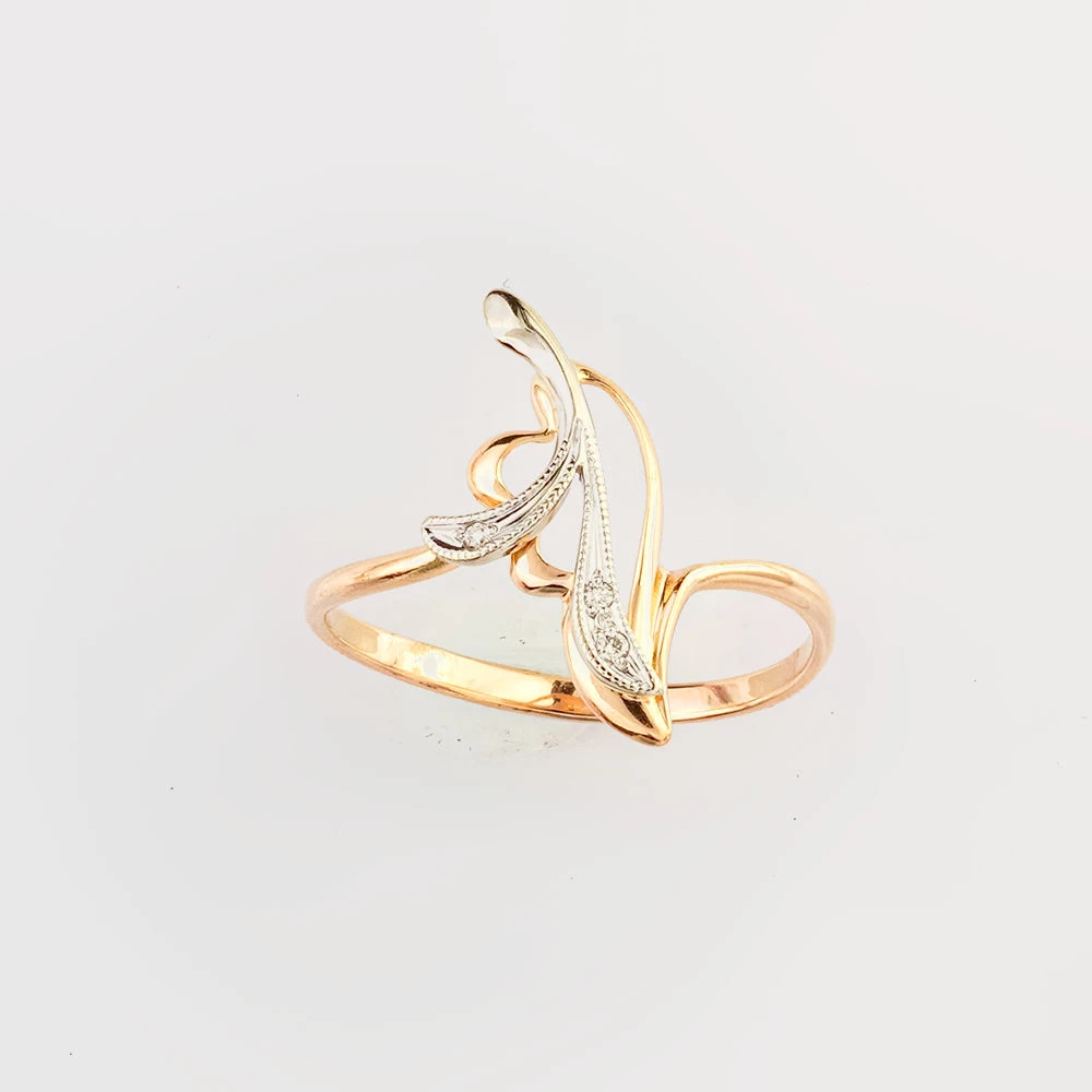 Кольцо с бриллиантом из красного золота 585 пробы