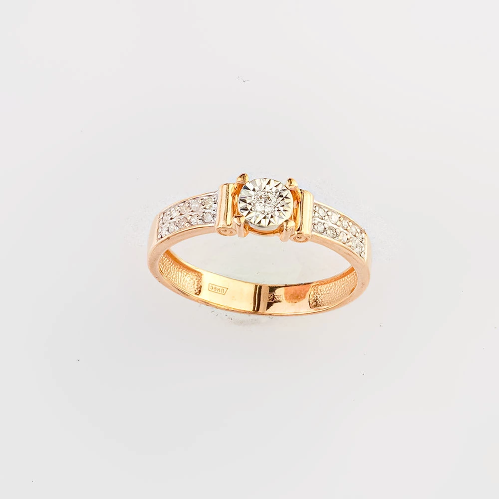 Кольцо с бриллиантом из красного золота 585 пробы