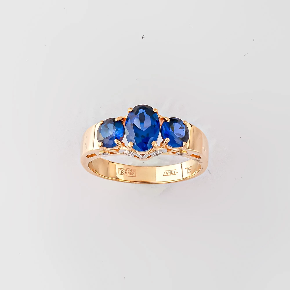 Кольцо с ситаллом из красного золота 585 пробы