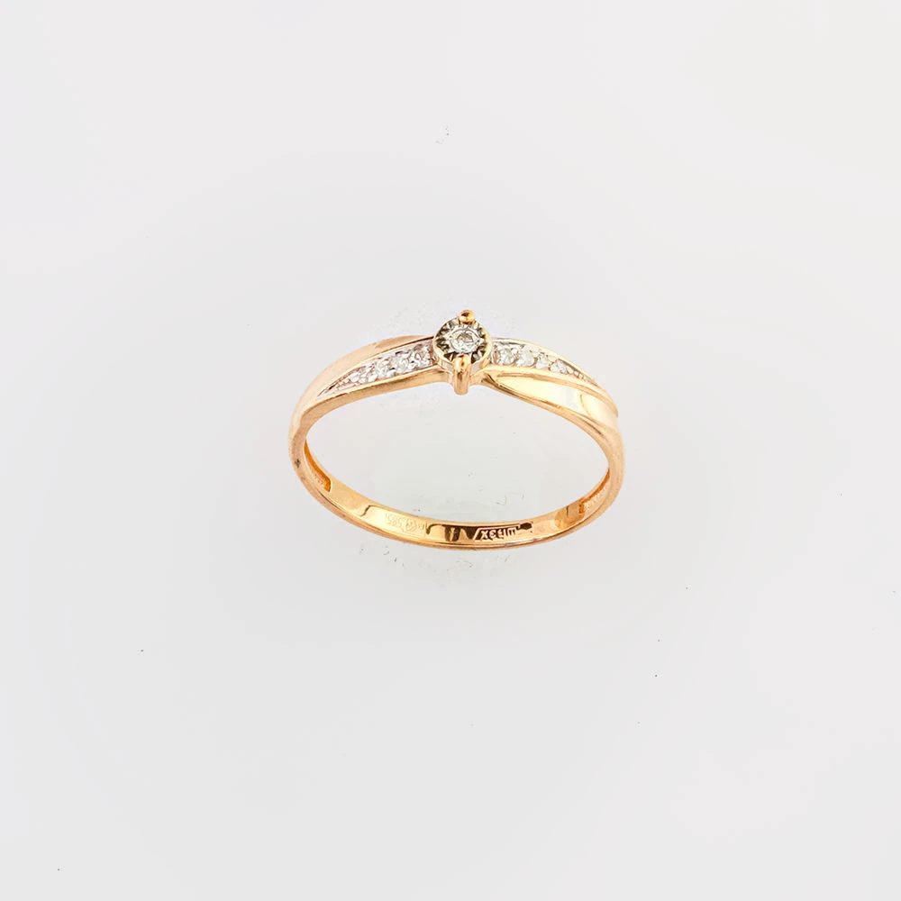 Кольцо с бриллиантом из красного золота 585 пробы