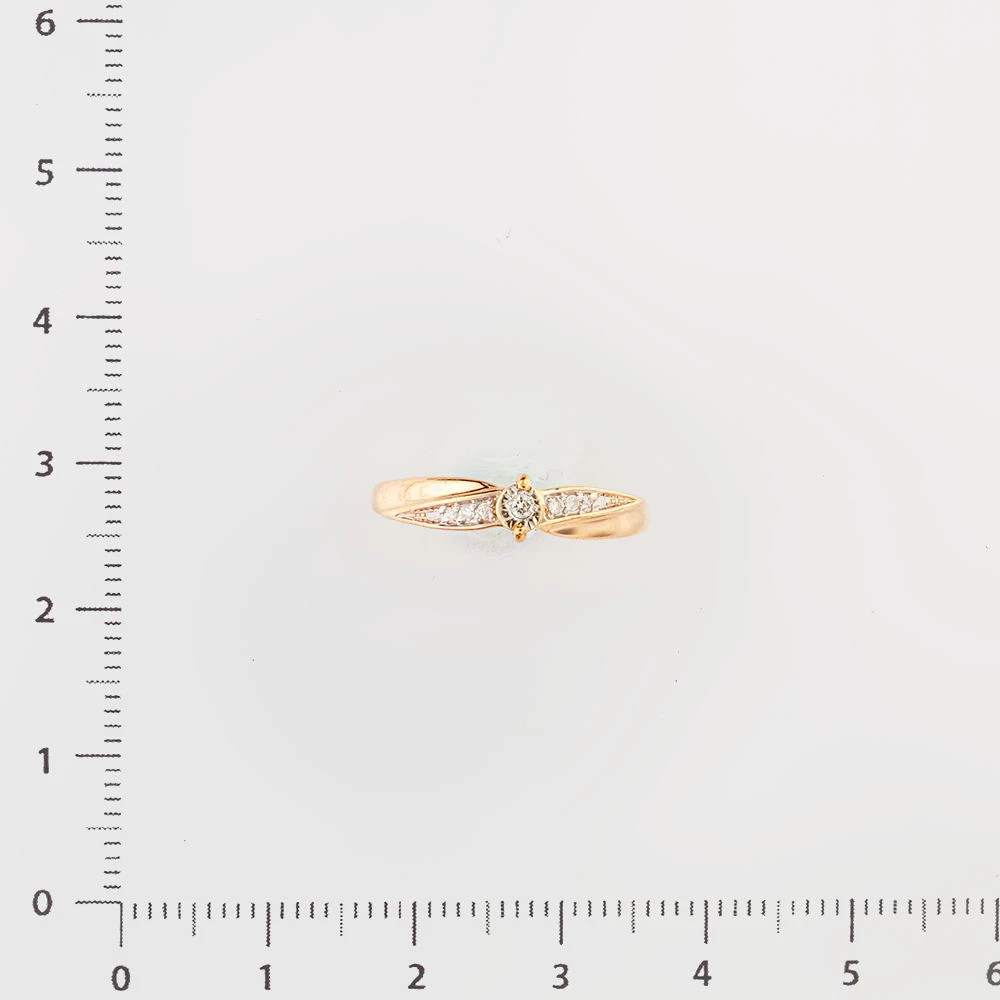 Кольцо с бриллиантом из красного золота 585 пробы