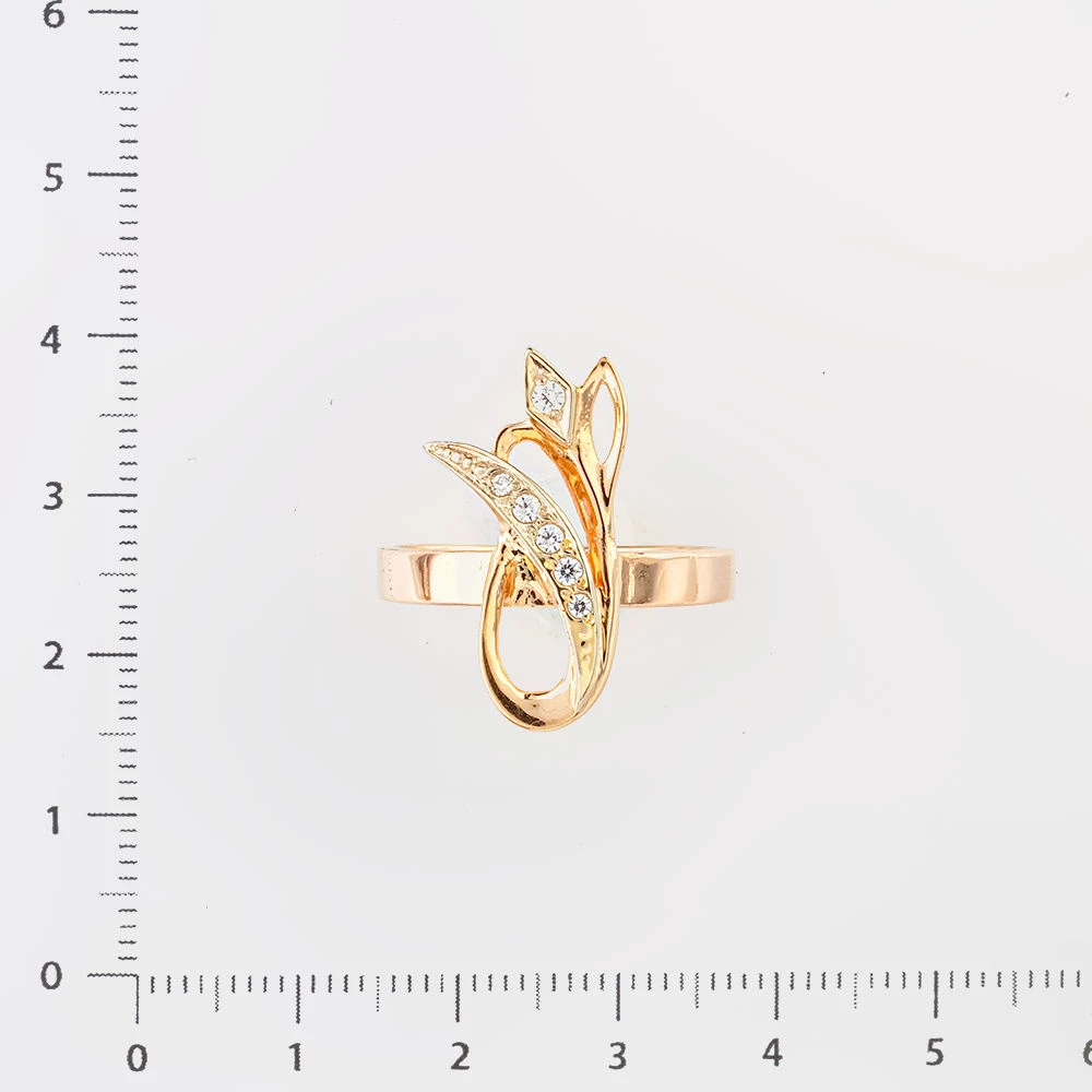 Кольцо с фианитом из красного золота 585 пробы