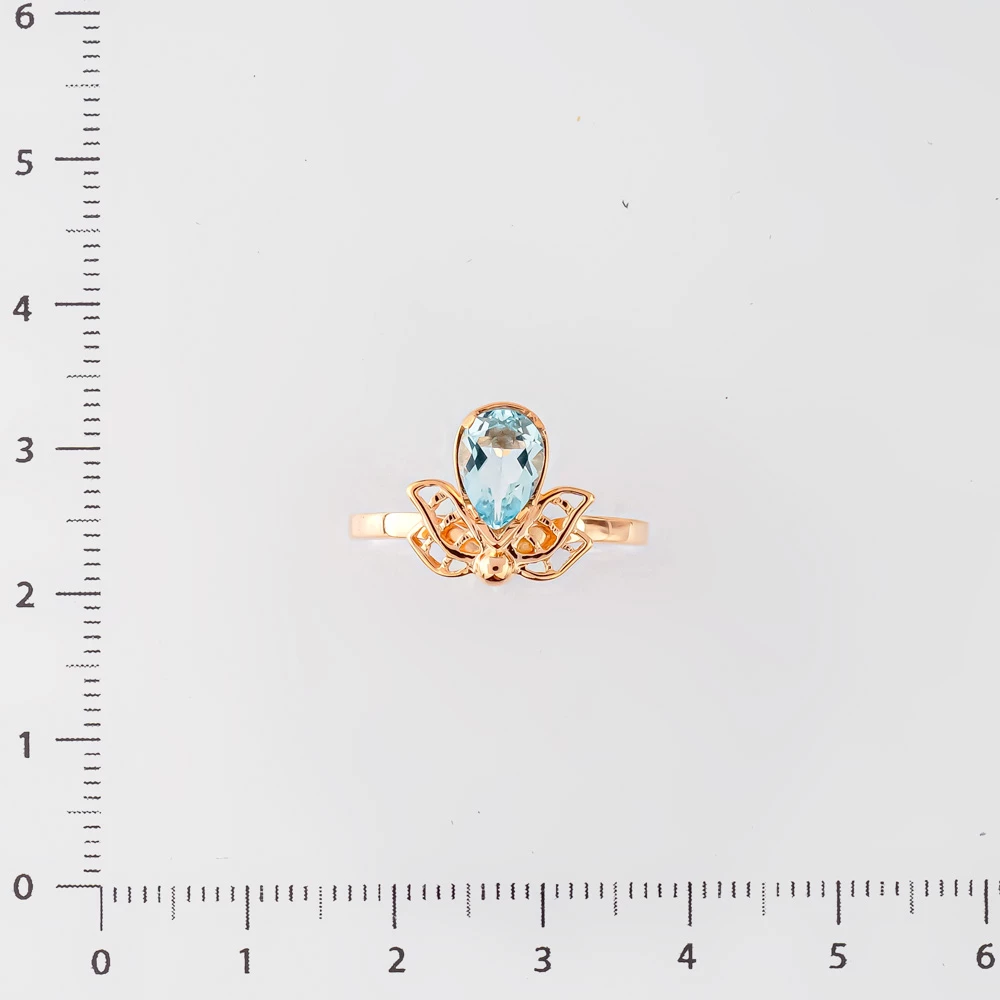 Кольцо с топазом из красного золота 585 пробы