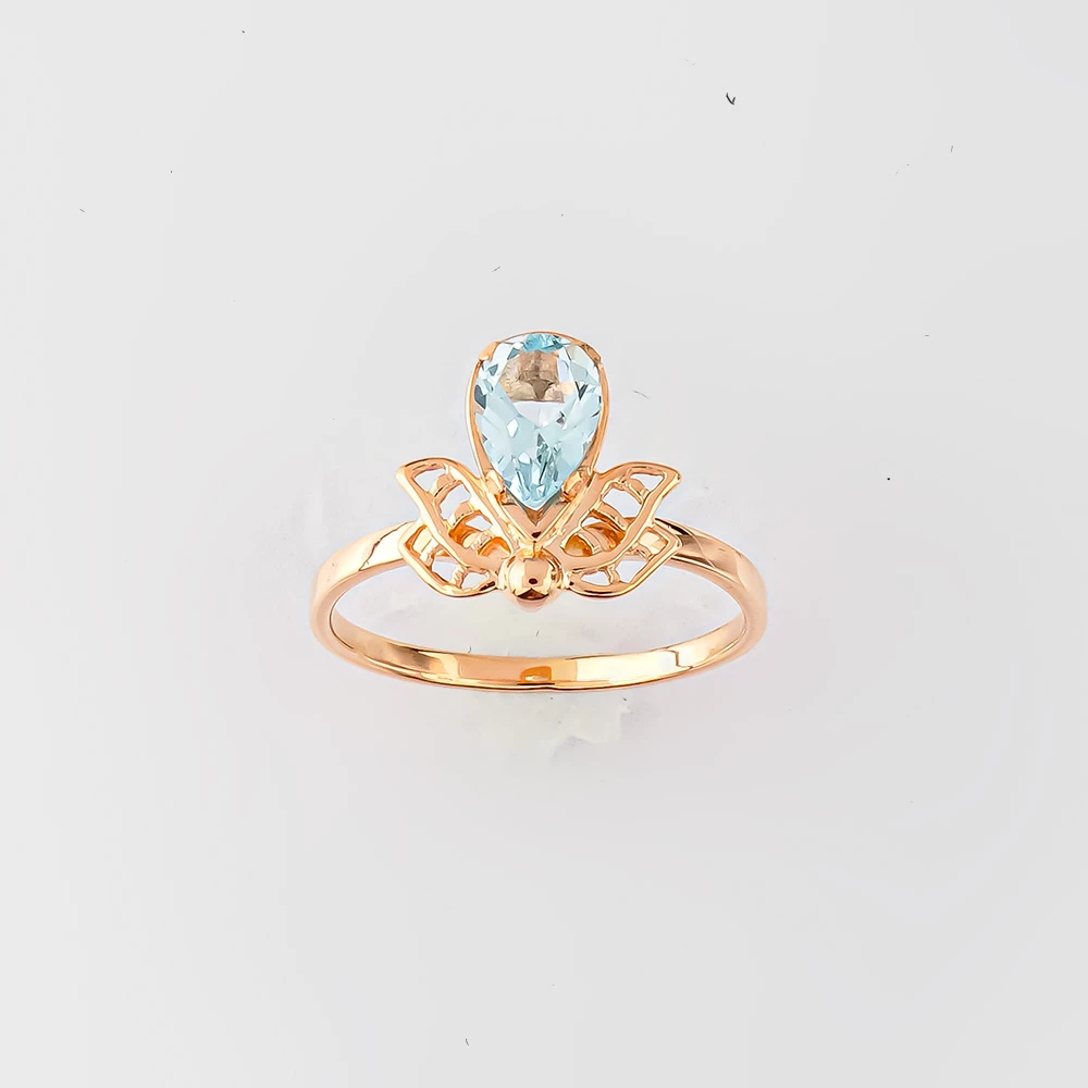 Кольцо с топазом из красного золота 585 пробы