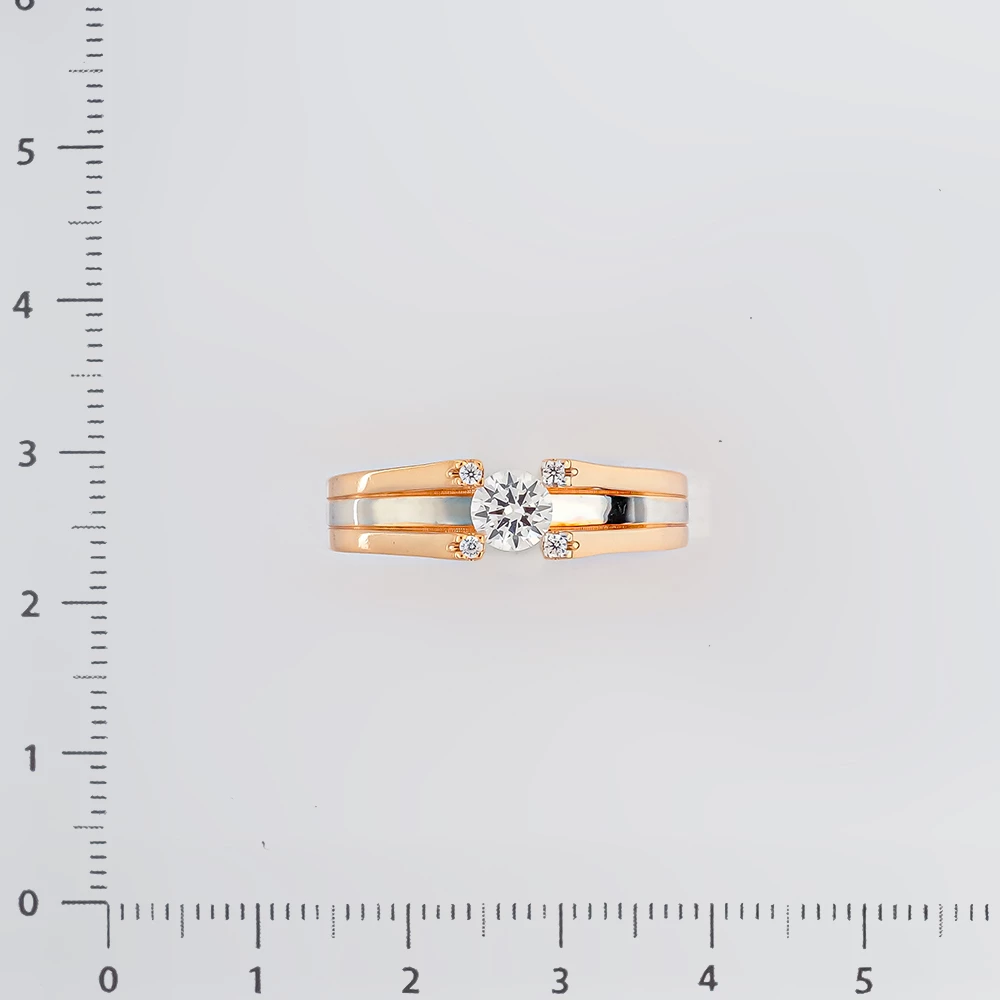 Кольцо с фианитом из красного золота 585 пробы