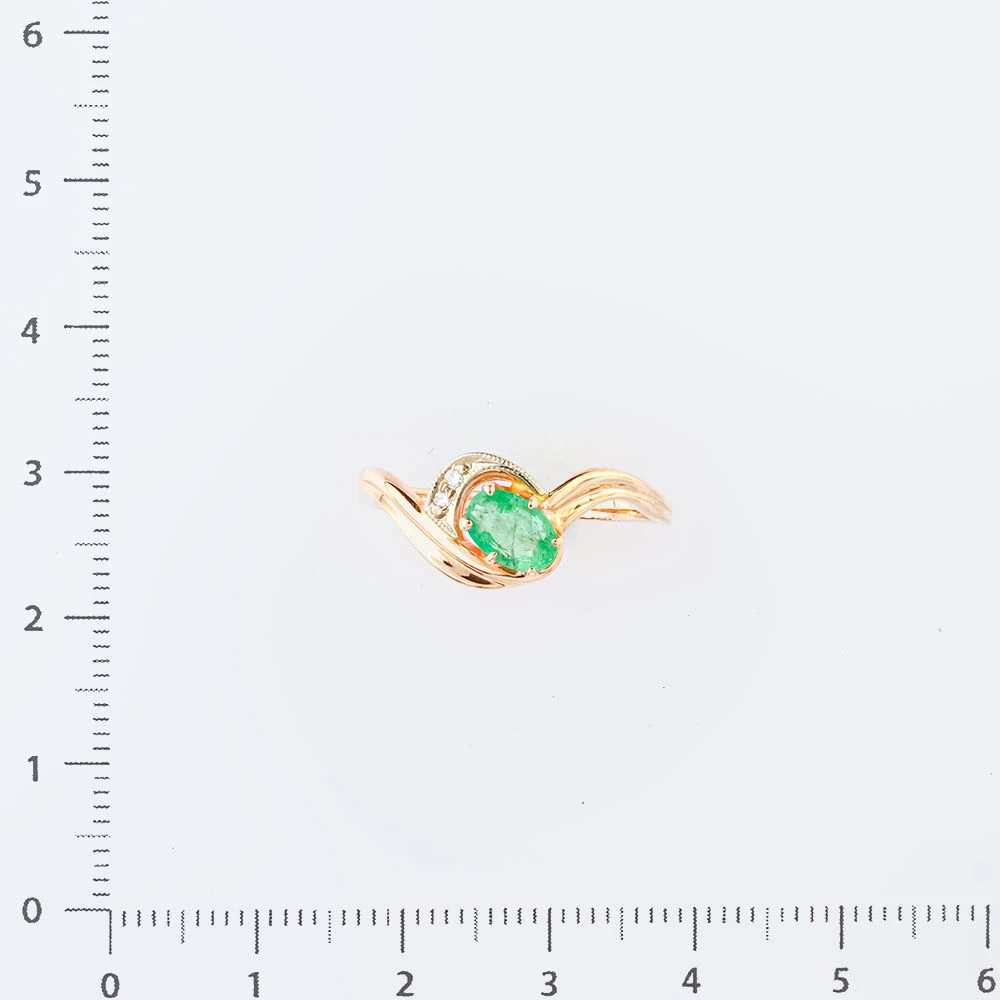 Кольцо с изумрудом из красного золота 585 пробы