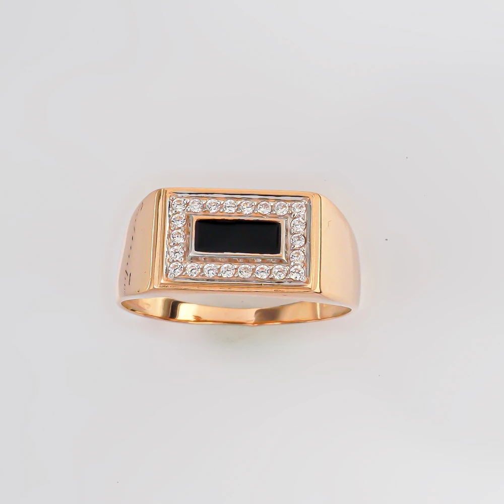 Кольцо с фианитом из красного золота 585 пробы