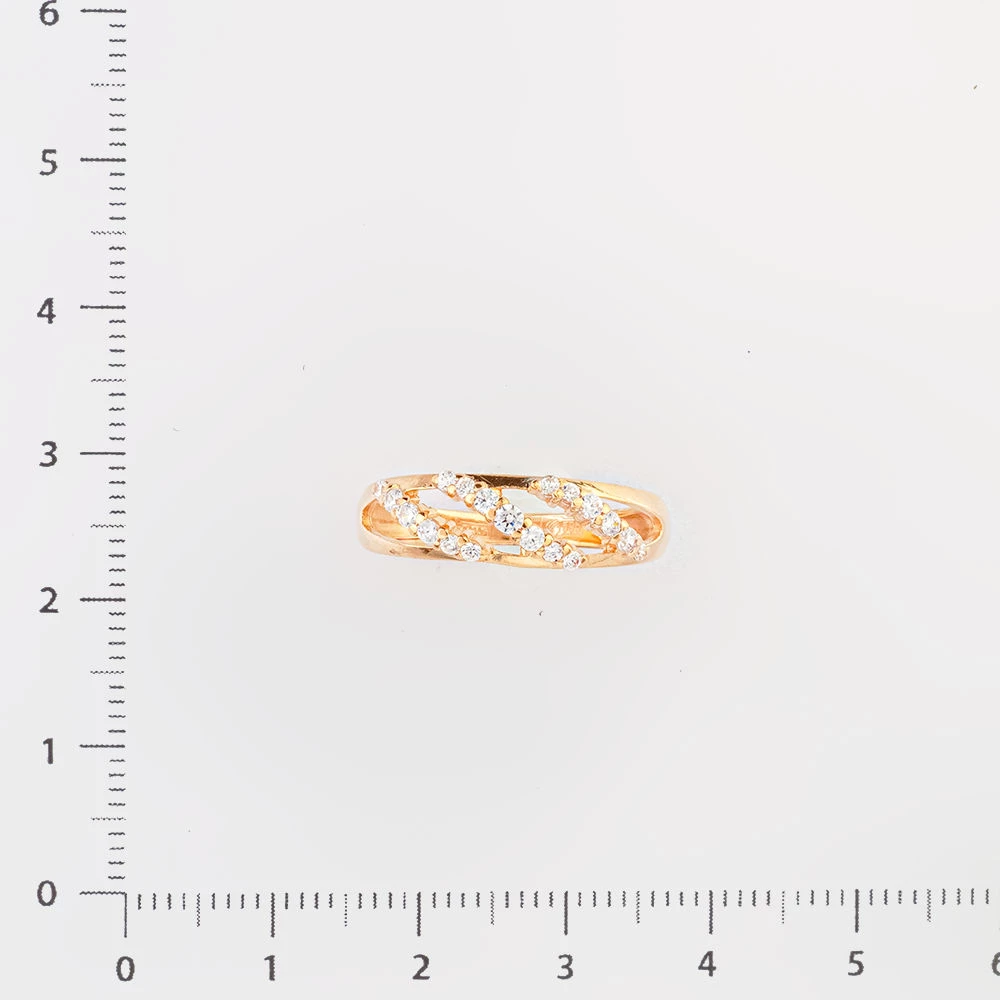 Кольцо с фианитом из красного золота 585 пробы