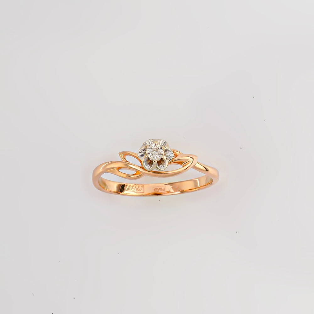 Кольцо с бриллиантом из красного золота 585 пробы