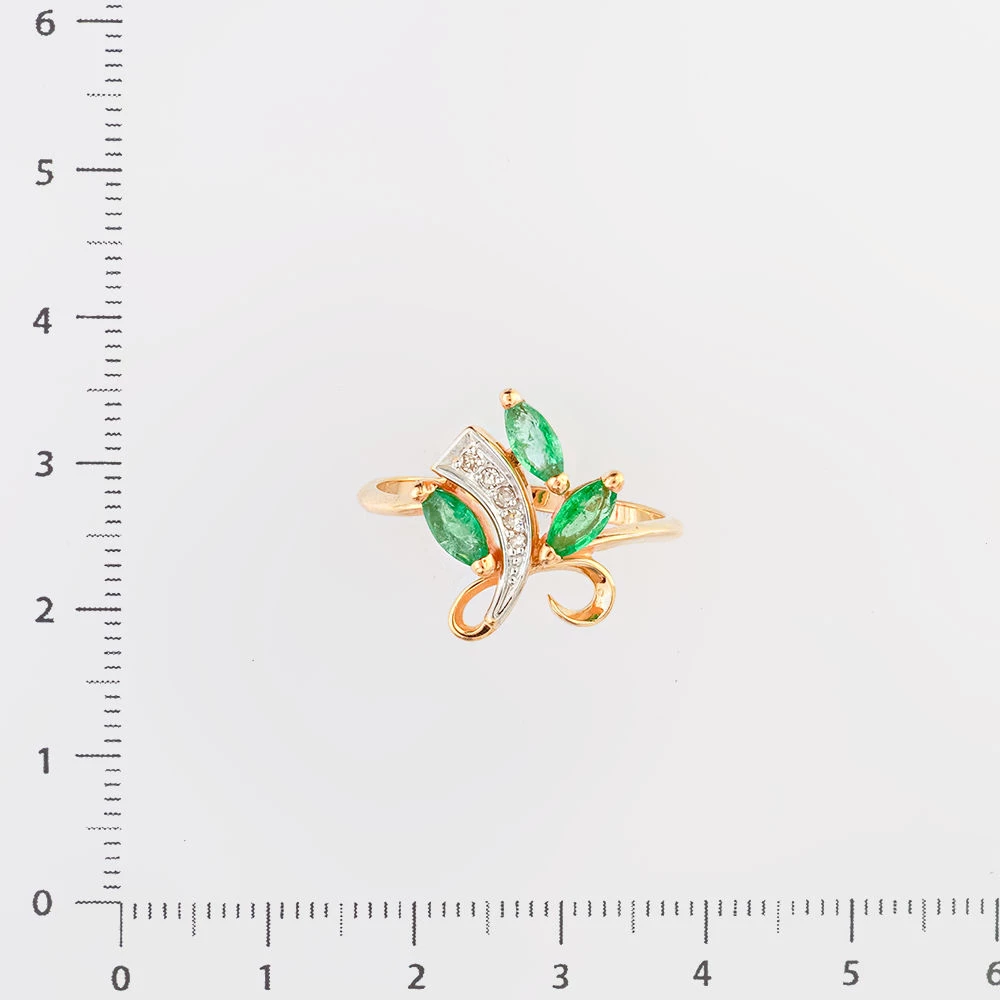 Кольцо с изумрудом из красного золота 585 пробы