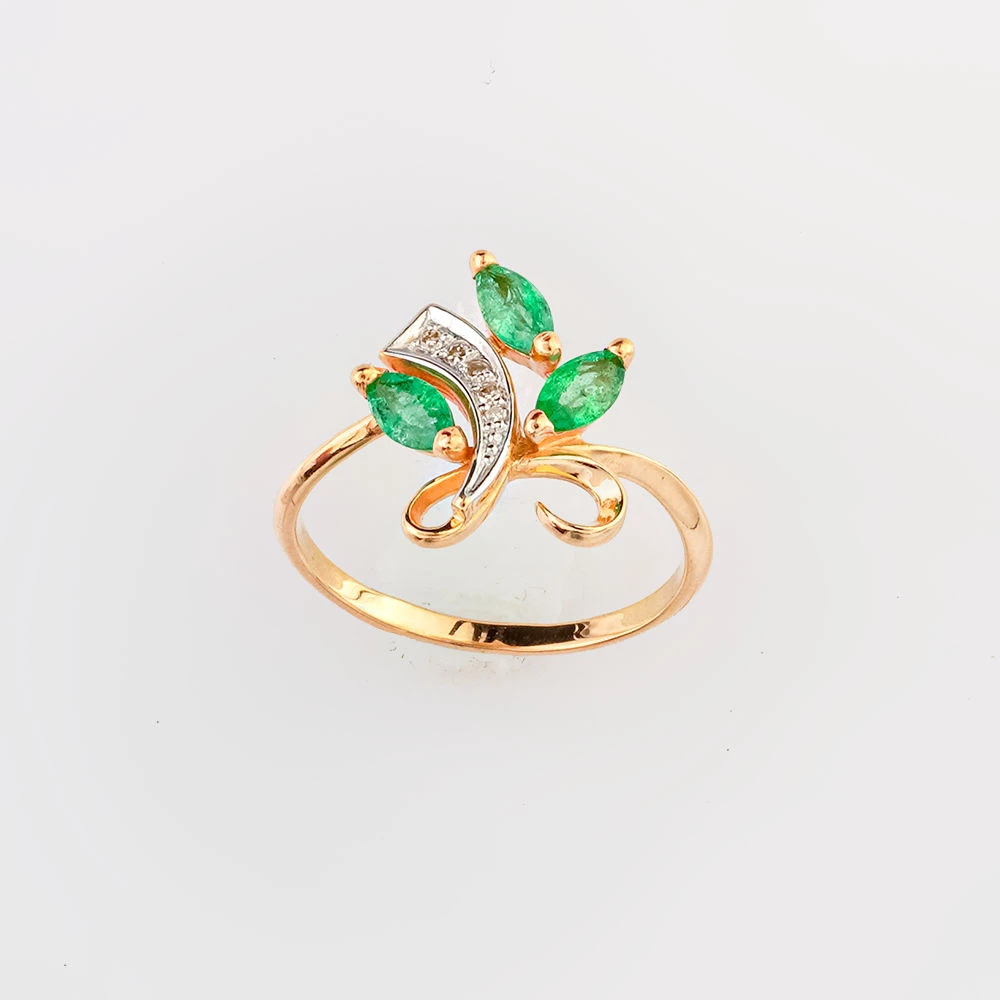 Кольцо с изумрудом из красного золота 585 пробы