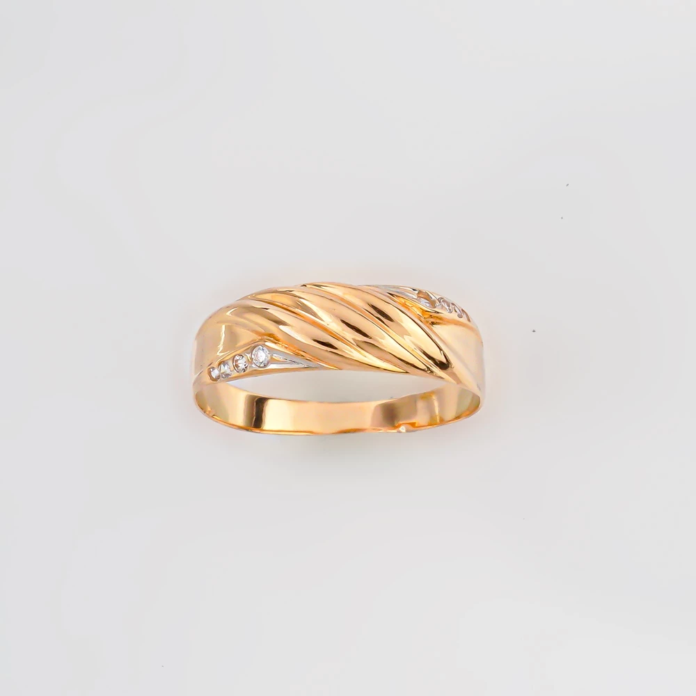 Кольцо с фианитом из красного золота 585 пробы