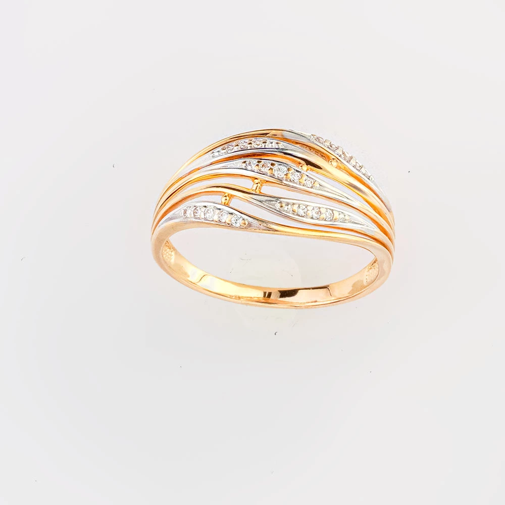 Кольцо с фианитом из красного золота 585 пробы