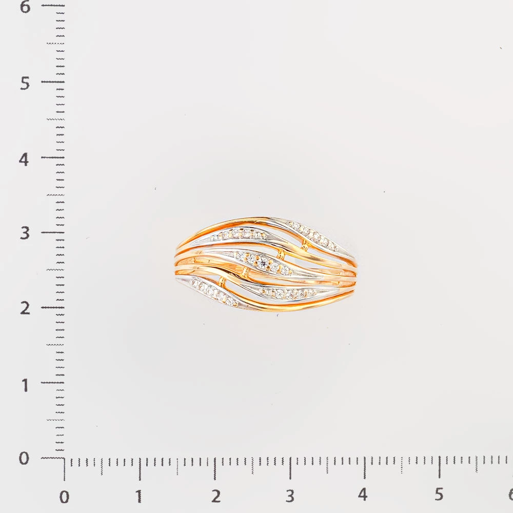 Кольцо с фианитом из красного золота 585 пробы