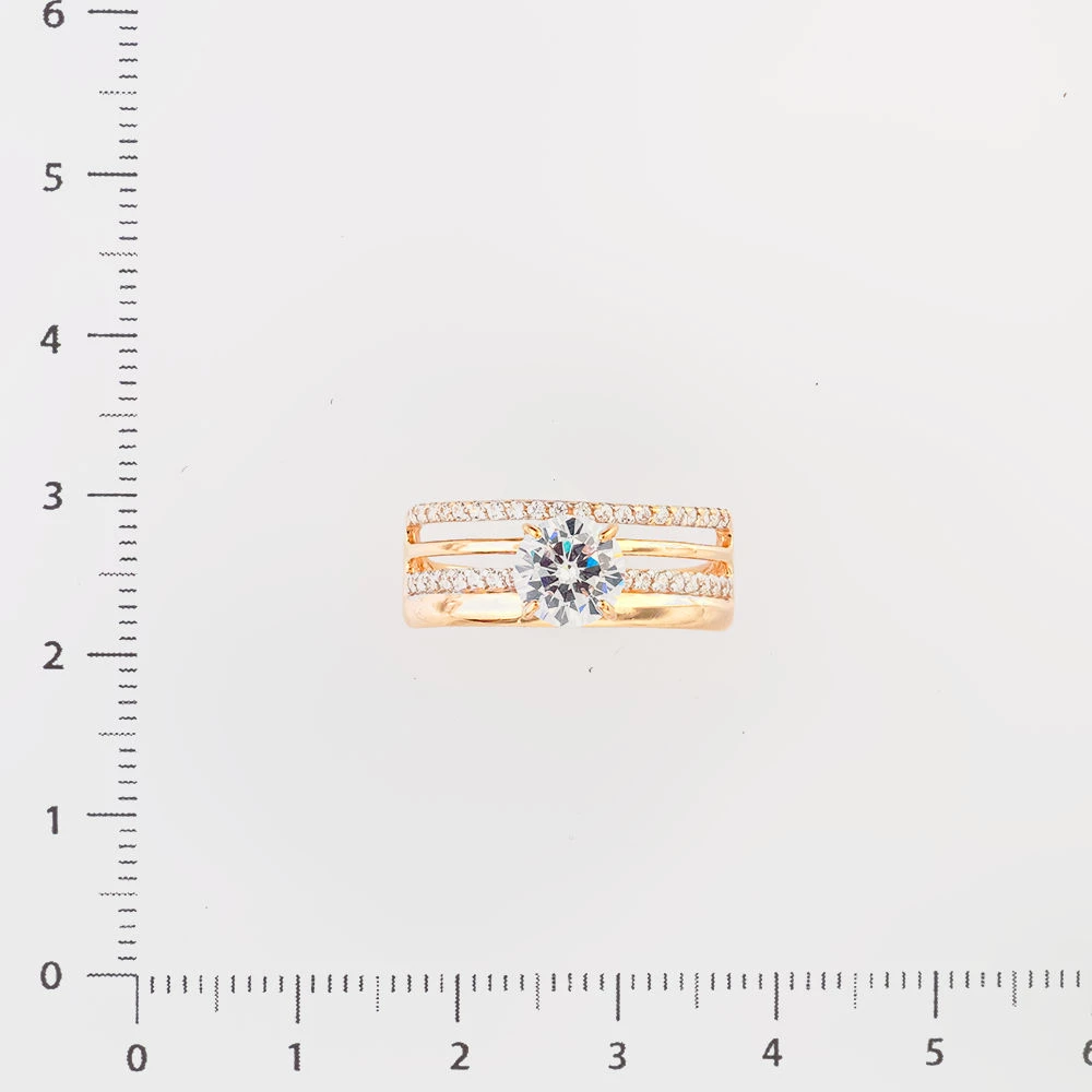 Кольцо с фианитом из красного золота 585 пробы